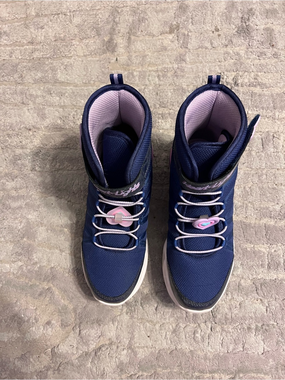 Skechers Navy and Pink Kids High-Top Sneakers